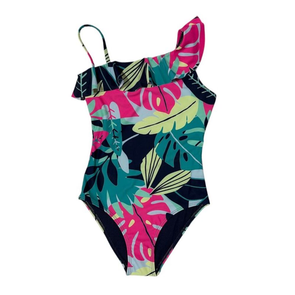 Member's Mark Girls Fully Lined Asymmetric One-Piece Swimsuit - Multi